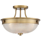 Mantle Dual Light Semi-Flush Fixture - Antique Brass Finish
