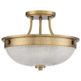 Mantle Dual Light Semi-Flush Fixture - Antique Brass Finish