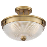 Mantle Dual Light Semi-Flush Fixture - Antique Brass Finish