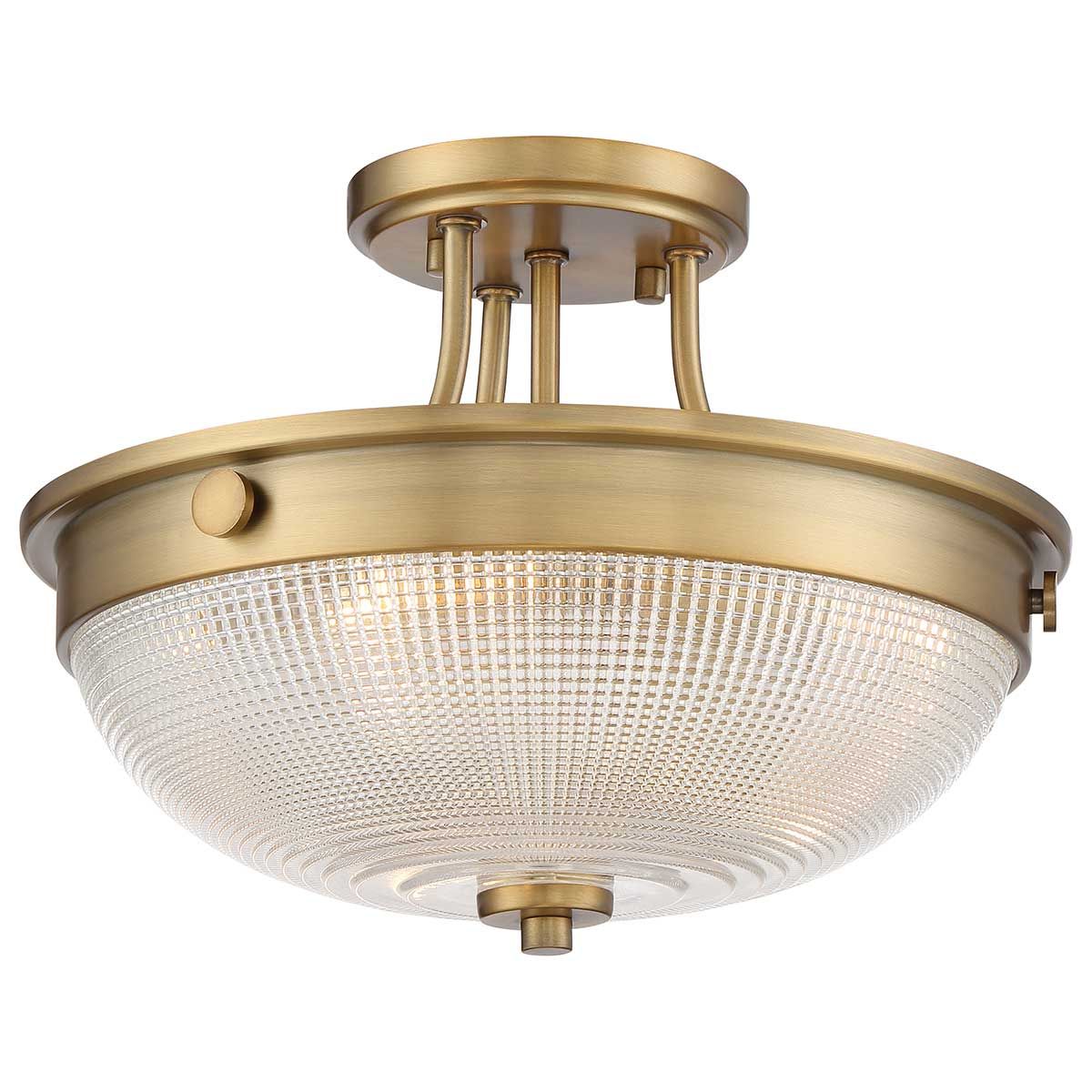 Mantle Dual Light Semi-Flush Fixture - Antique Brass Finish