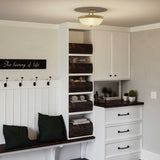 Mantle Dual Light Semi-Flush Fixture - Antique Brass Finish