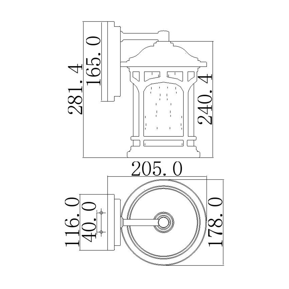 Palladian Bronze Outdoor Lantern with Clear Seedy Glass