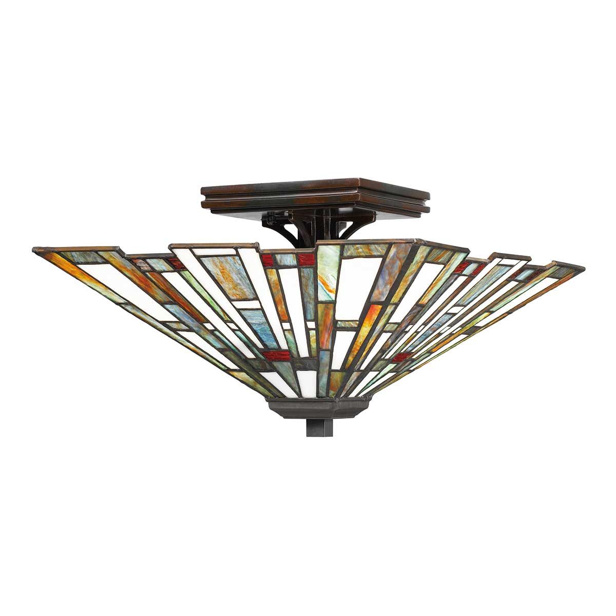 Maybeck Dual-Light Tiffany Style Flush Ceiling Fixture