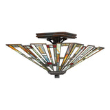 Maybeck Dual-Light Tiffany Style Flush Ceiling Fixture