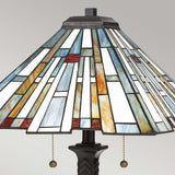 Elegant Valiant Bronze Tiffany-Style Art Glass Table Lamp