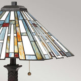 Elegant Valiant Bronze Tiffany-Style Art Glass Table Lamp