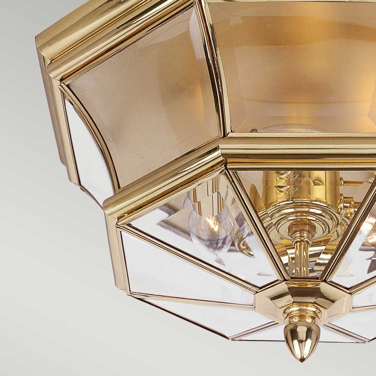 Elegant Newbury Brass Flush Mount Light