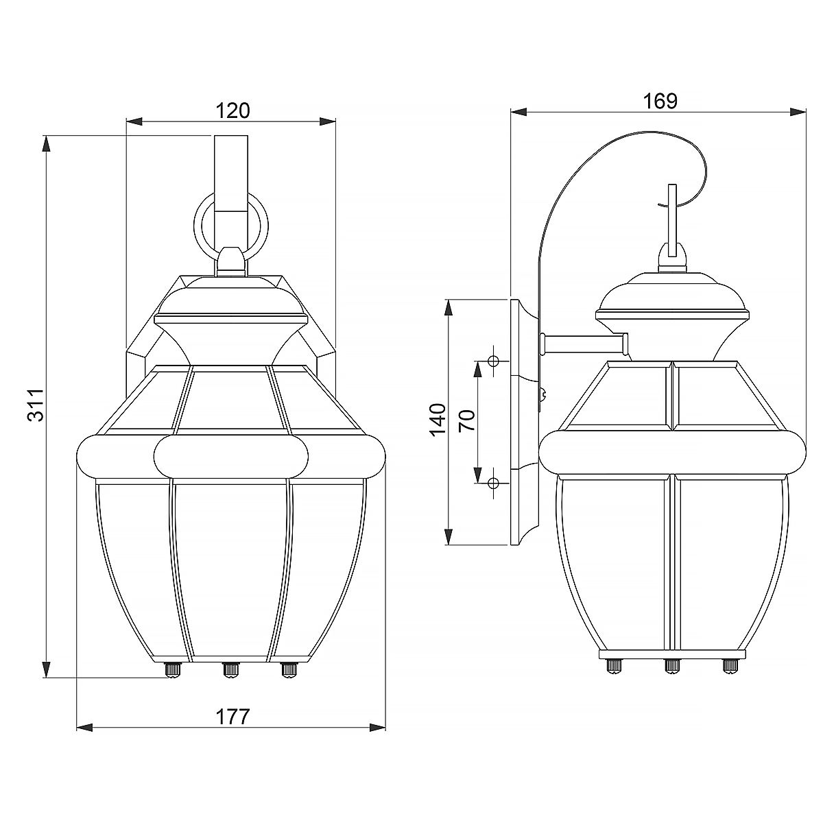 Elegant Newbury Brass Wall Lantern