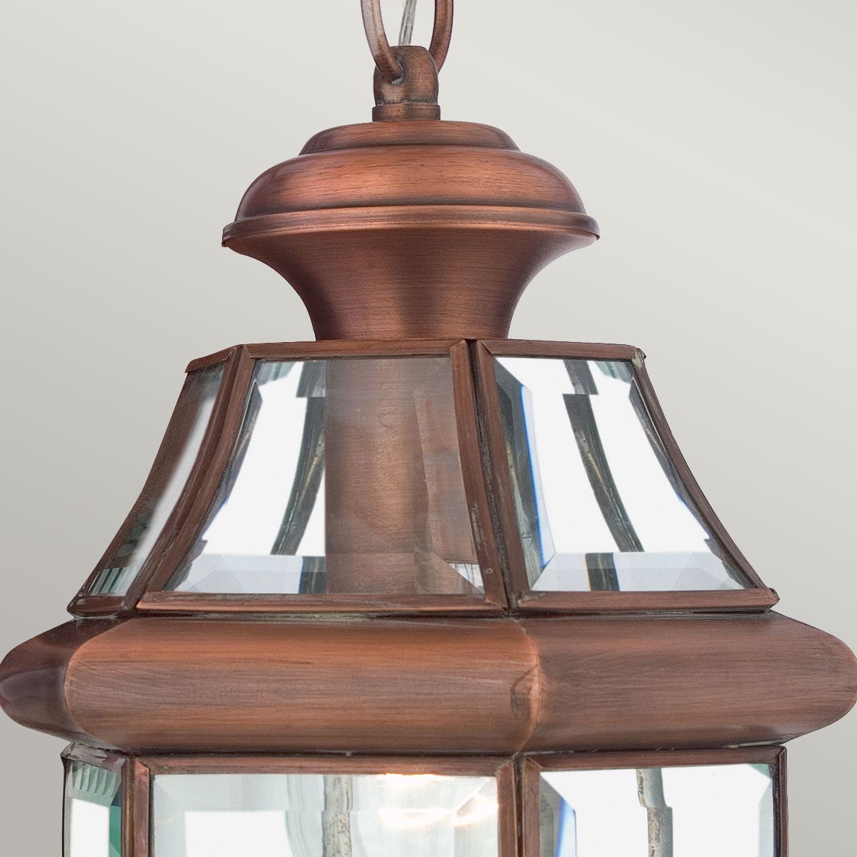 Elegant Aged Copper Outdoor Chain Lantern - Newbury Collection