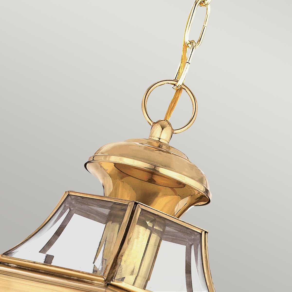 Elegant Newbury Medium Exterior Chain Lantern in Polished Brass