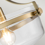 Elegant Brushed Brass Semi-Flush Ceiling Light with Clear Glass Bowl