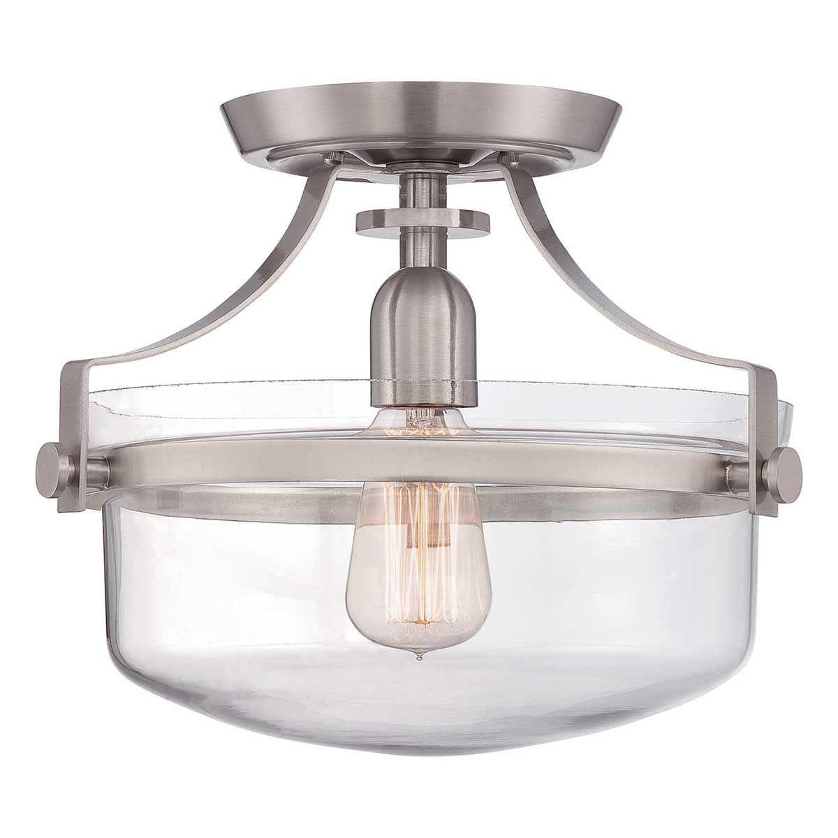 Chrome and Glass Brushed Nickel Ceiling Light Fixture