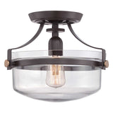 Vintage Bronze and Glass Pendant Ceiling Light