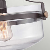 Vintage Bronze and Glass Pendant Ceiling Light