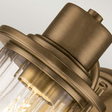 Industrial Charm: Weathered Brass Wall Light with Ribbed Glass