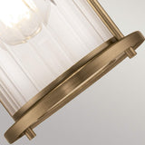 Industrial Charm: Weathered Brass Wall Light with Ribbed Glass