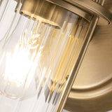 Industrial Charm: Weathered Brass Wall Light with Ribbed Glass