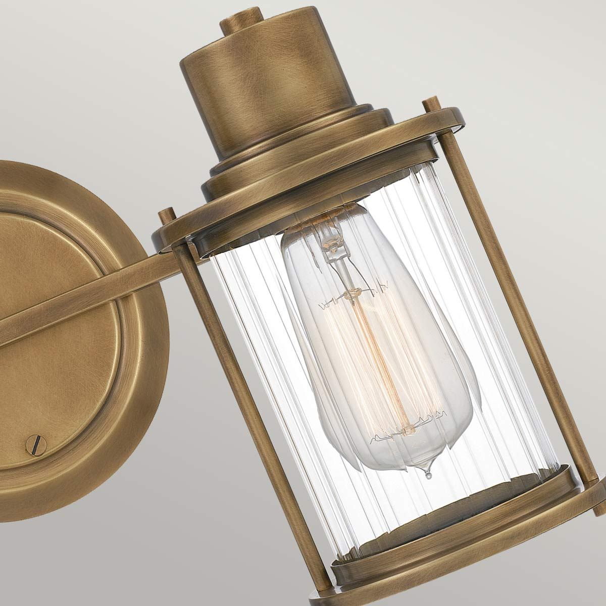 Riggs Dual-Light Industrial Wall Fixture in Weathered Brass