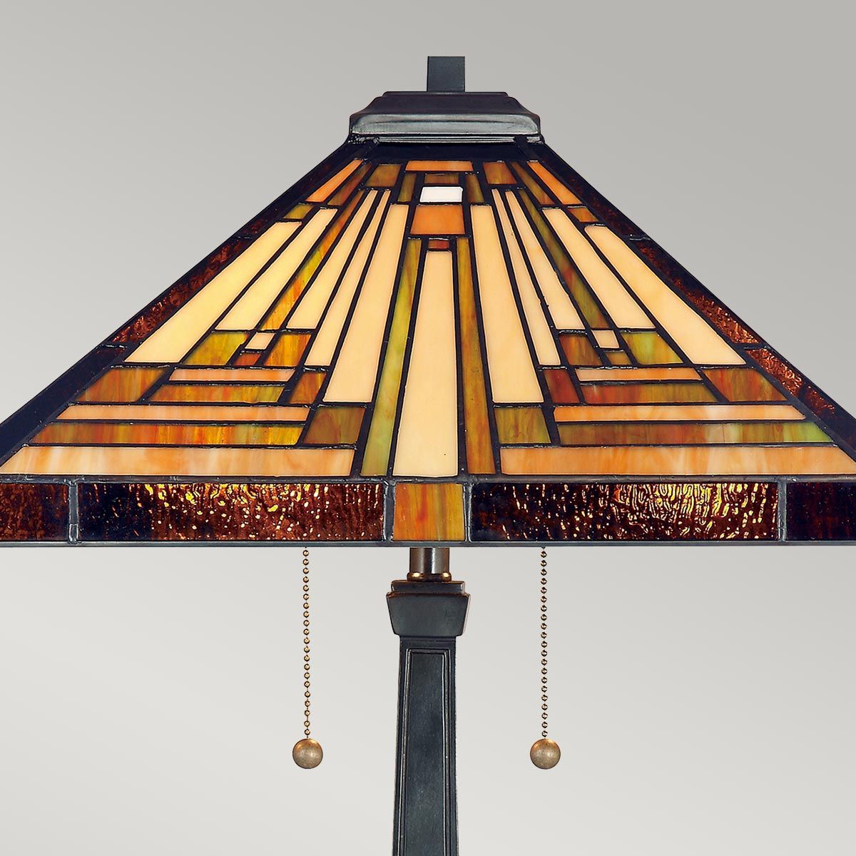 Vintage Bronze Tiffany-Style Stained Glass Table Lamp