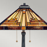 Vintage Bronze Tiffany-Style Stained Glass Table Lamp