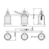 Swell Brushed Brass 3-Light Bathroom Wall Fixture