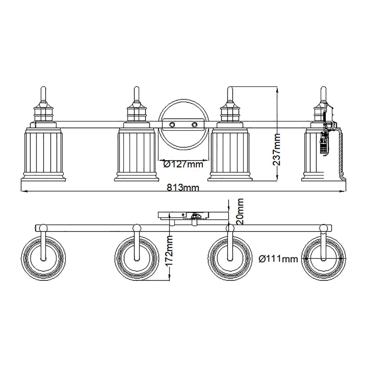 Timeless Elegance: Swell Brushed Brass 4-Light Wall Fixture