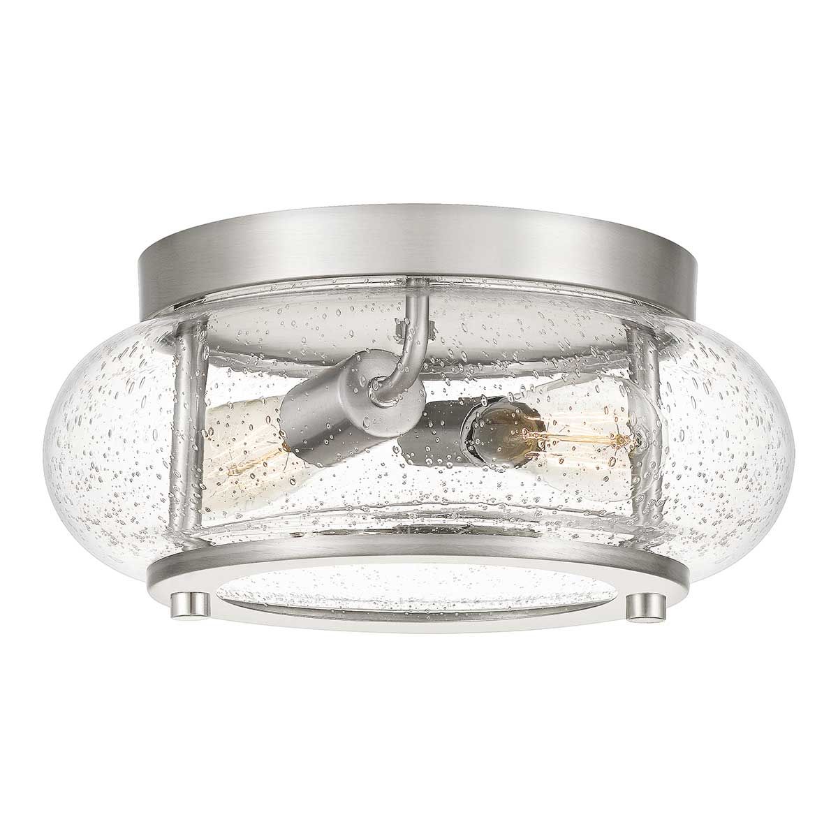 Brushed Nickel Flush Mount Light with Seeded Glass - Trilogy Collection