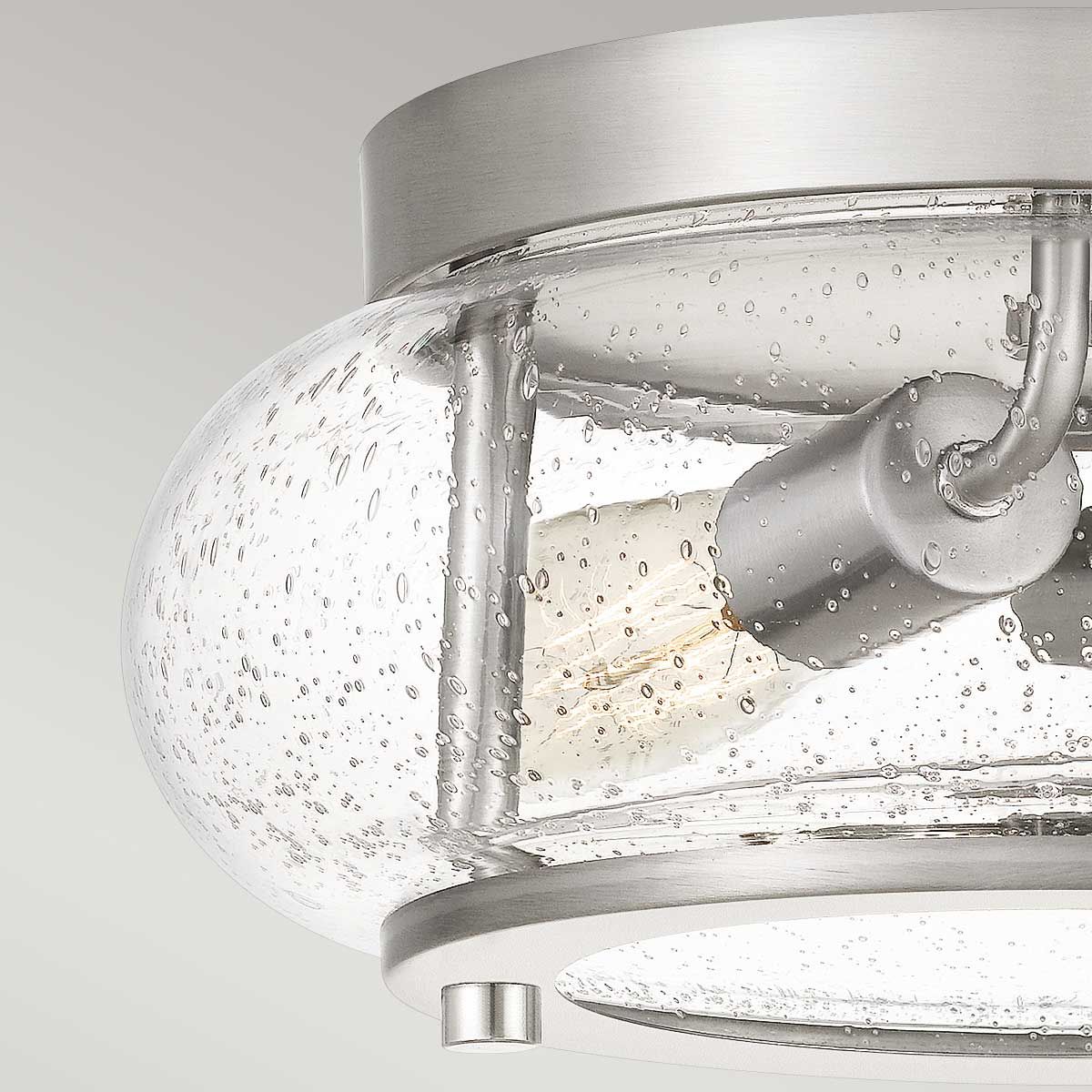 Brushed Nickel Flush Mount Light with Seeded Glass - Trilogy Collection