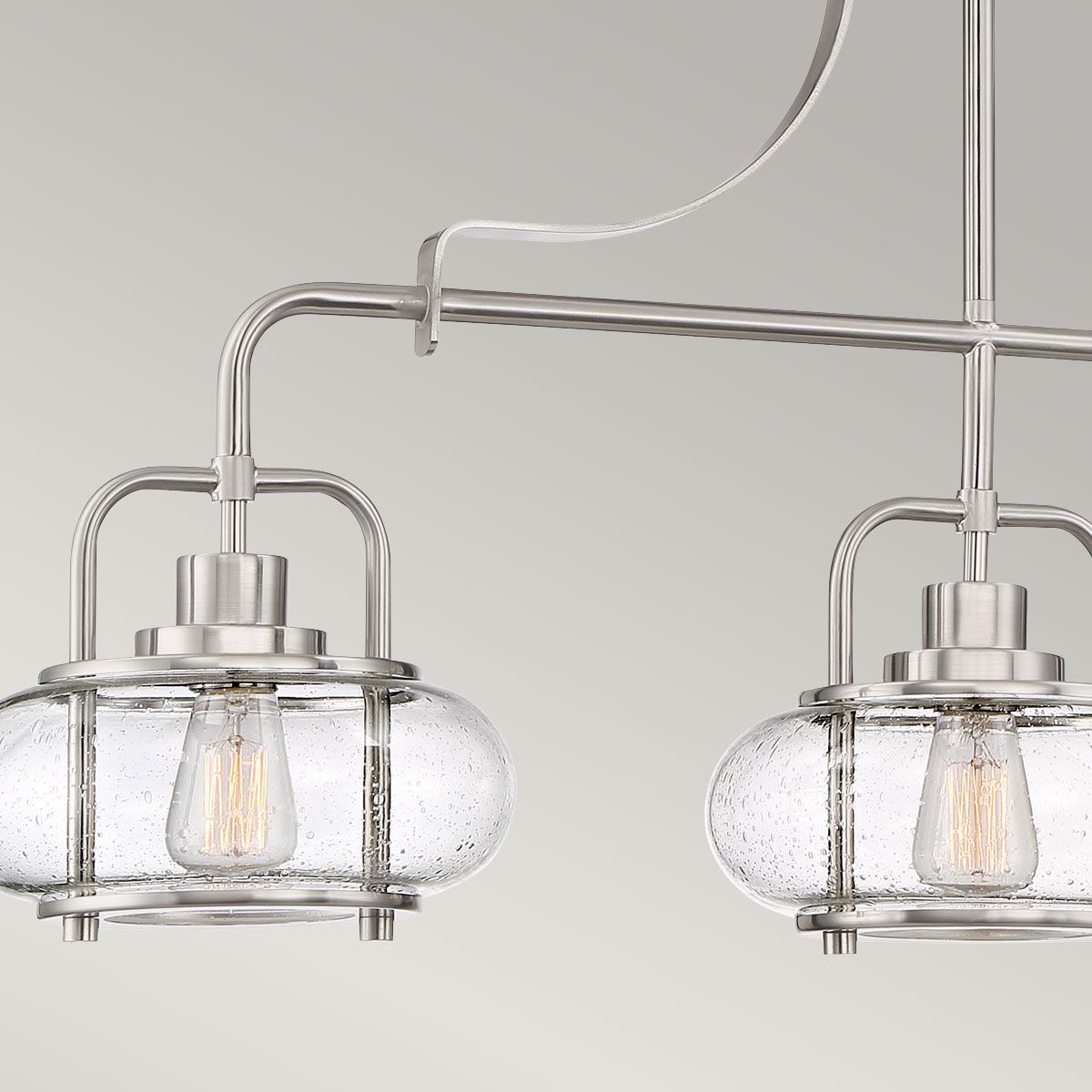 Brushed Nickel Trilogy 3-Light Pendant with Seeded Glass