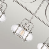 Brushed Nickel Trilogy 3-Light Pendant with Seeded Glass