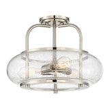 Trilogy Brushed Nickel Semi-Flush Ceiling Light with Seeded Glass Shade