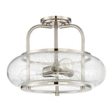 Trilogy Brushed Nickel Semi-Flush Ceiling Light with Seeded Glass Shade
