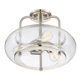 Trilogy Brushed Nickel Semi-Flush Ceiling Light with Seeded Glass Shade