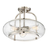 Trilogy Brushed Nickel Semi-Flush Ceiling Light with Seeded Glass Shade