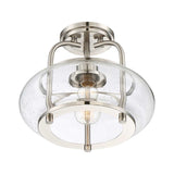 Trilogy Brushed Nickel Semi-Flush Ceiling Light with Seeded Glass Shade
