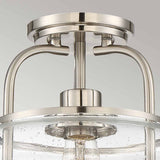 Trilogy Brushed Nickel Semi-Flush Ceiling Light with Seeded Glass Shade