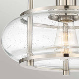 Trilogy Brushed Nickel Semi-Flush Ceiling Light with Seeded Glass Shade