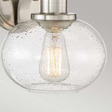 Brushed Nickel Vintage-Elegance Wall Sconce with Seeded Glass Shade