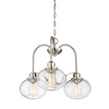 Trilogy Three-Light Vintage Chandelier in Brushed Nickel with Seeded Glass Shades