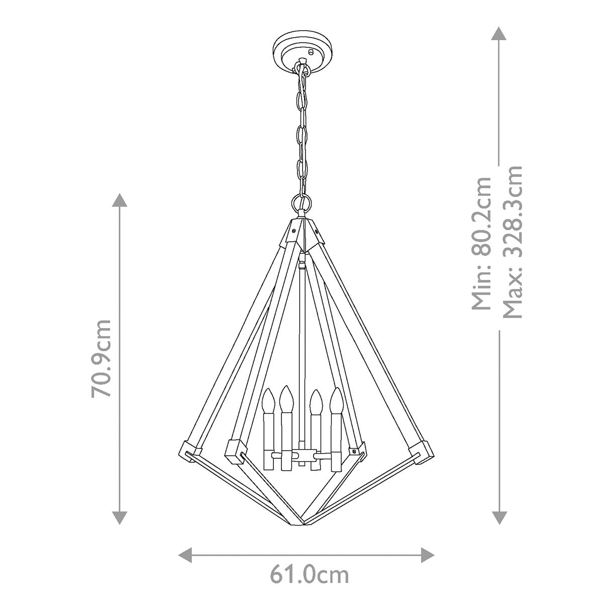 Vintage Diamond Silhouette Chandelier - Weathered Brass Finish
