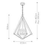 Vintage Diamond Silhouette Chandelier - Weathered Brass Finish