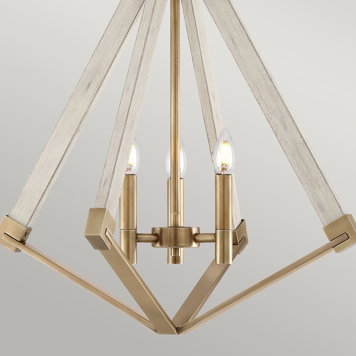 Weathered Brass Tri-Light Chandelier - Diamond Silhouette