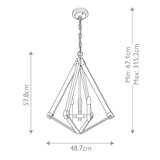Weathered Brass Tri-Light Chandelier - Diamond Silhouette