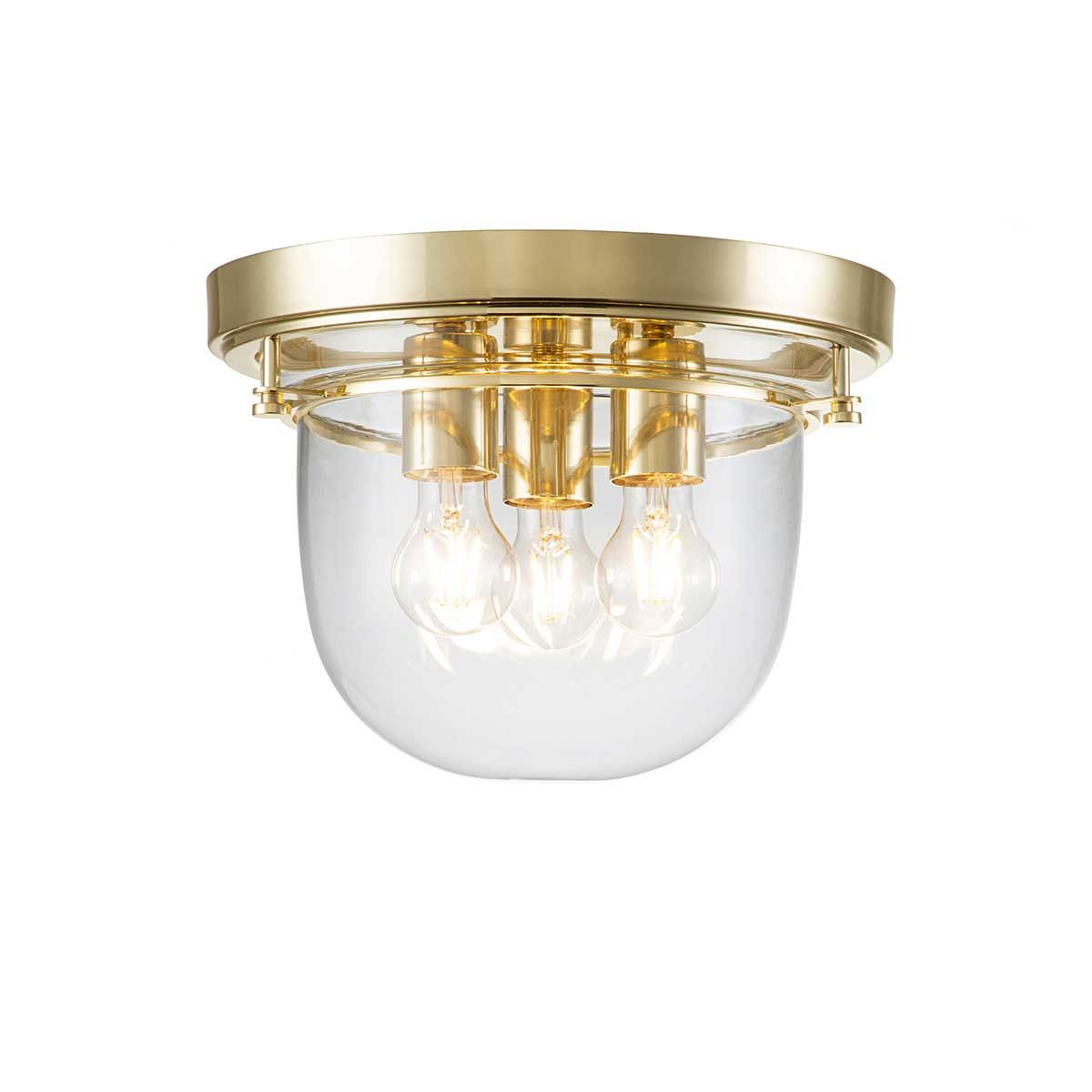 Radiant Brass Trio Flush Ceiling Light