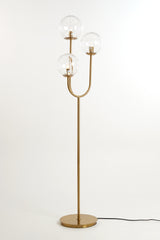 Gold and Clear Glass Triple Light Floor Lamp 162 cm
