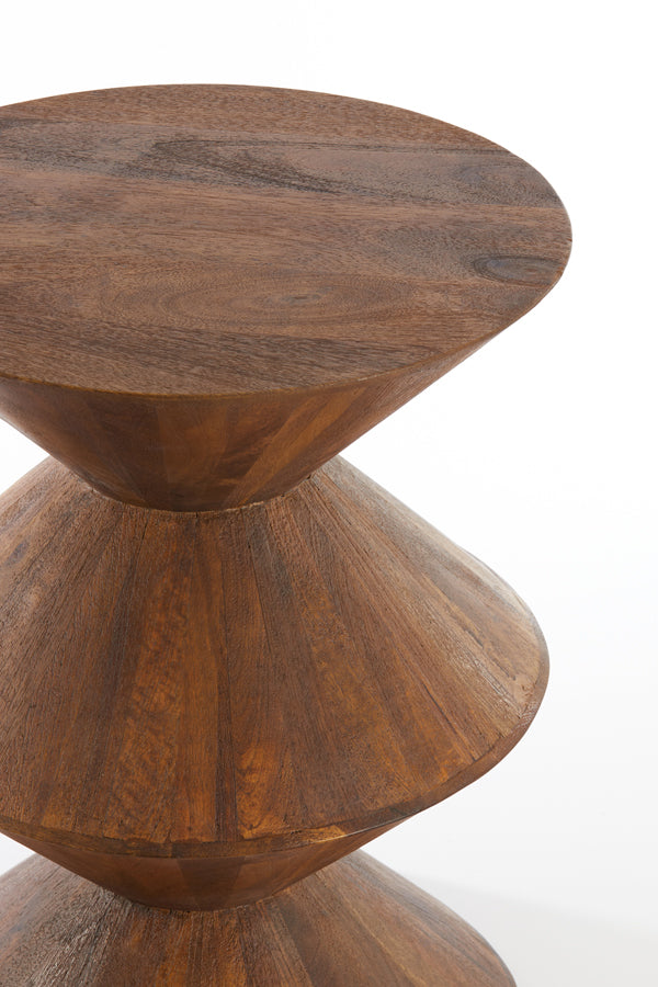 Round Mango Wood Side Table 45x60 cm in Brown Finish