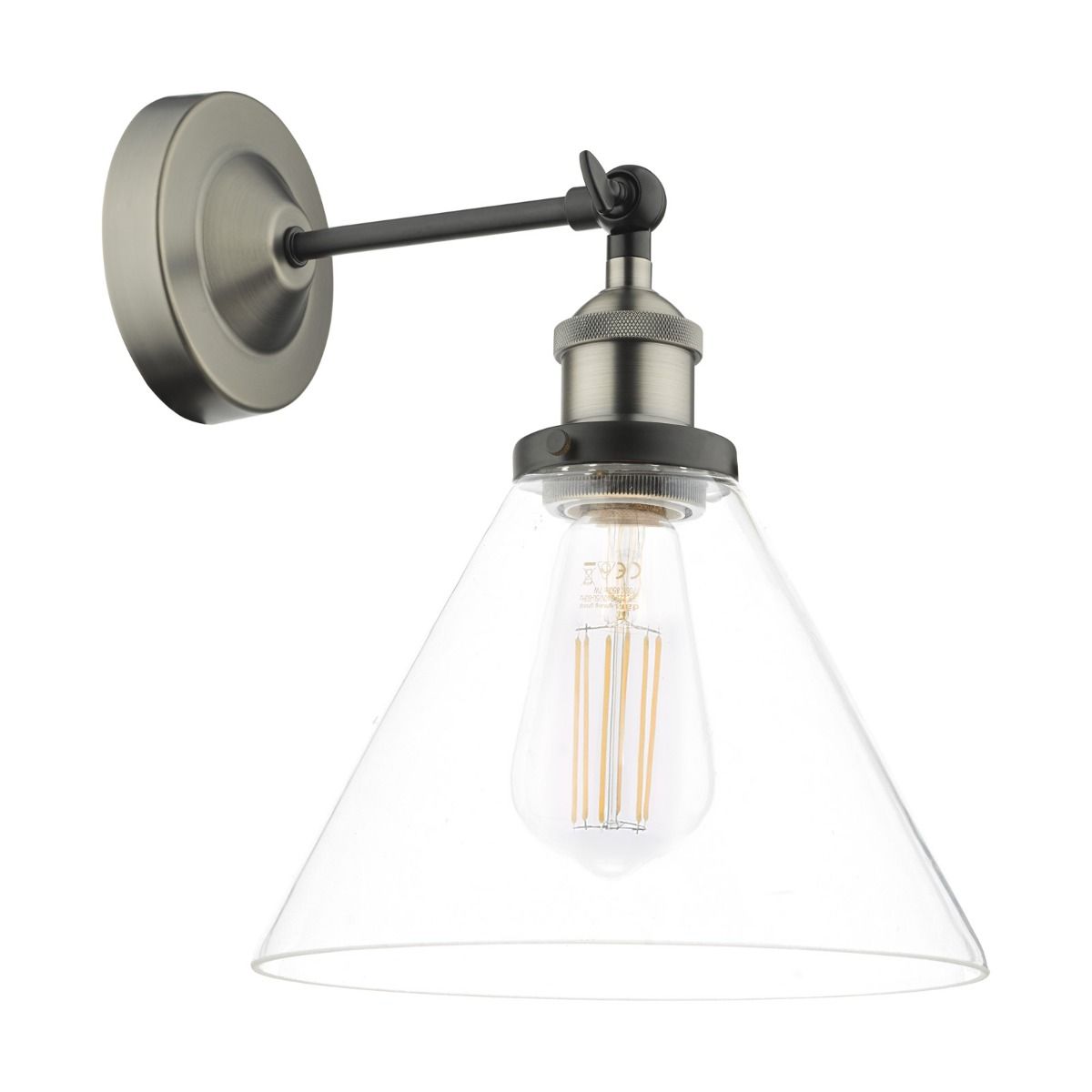 Ray Single Wall Light Antique Nickel Clear Glass