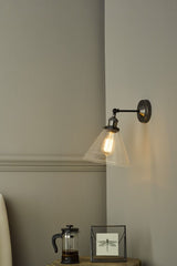Ray Single Wall Light Antique Nickel Clear Glass