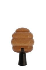 Elegant Misty Glass Table Lamp - 30cm x 46cm in Brown & Matte Black