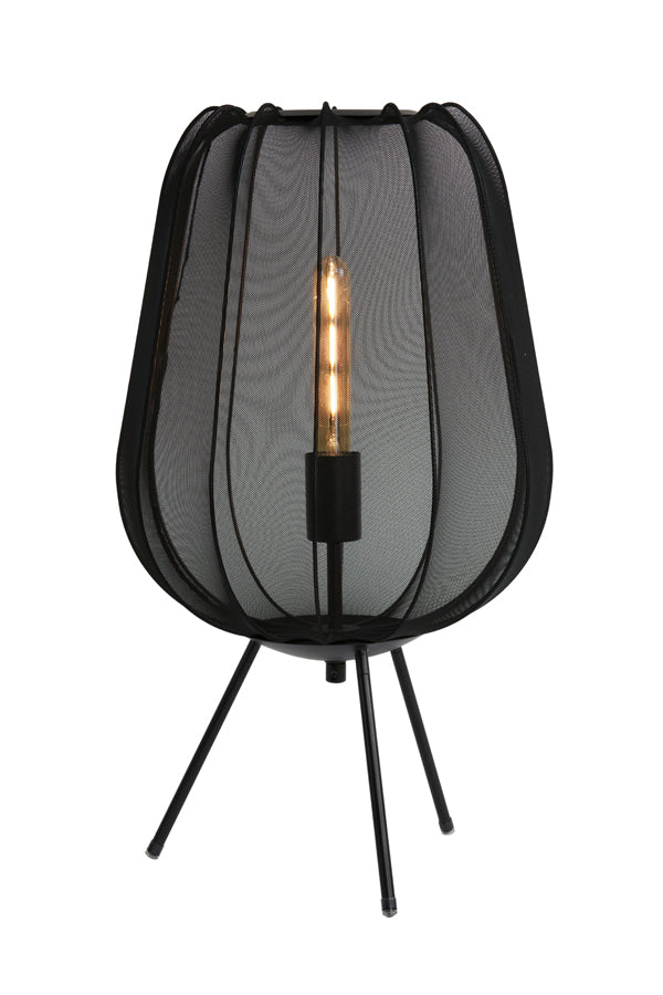 Elegant Black Plumeria Table Lamp: 34x60 cm